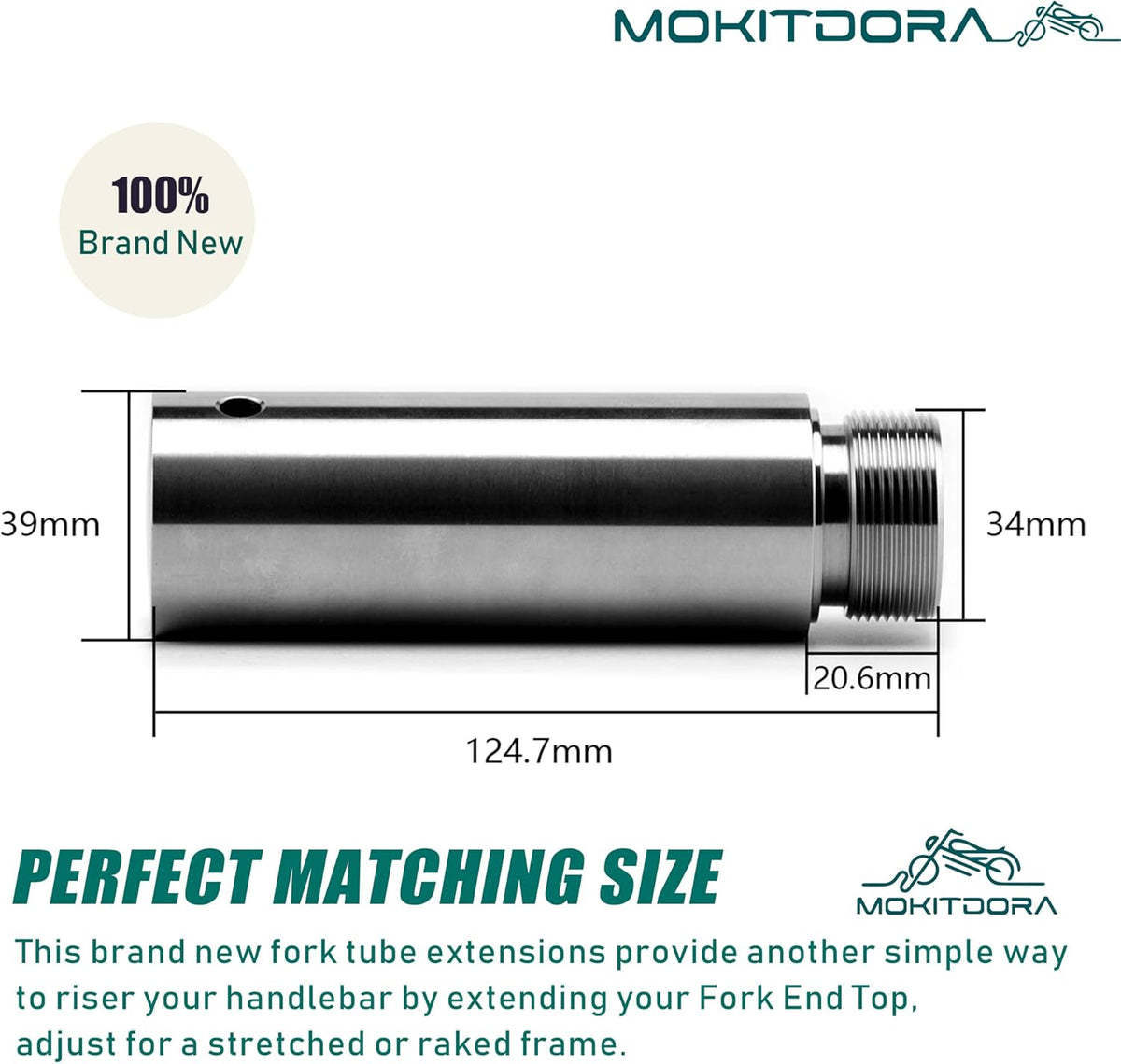 Fork Tube 4 inch Extensions 39mm Silver Pack of 2 Y5207