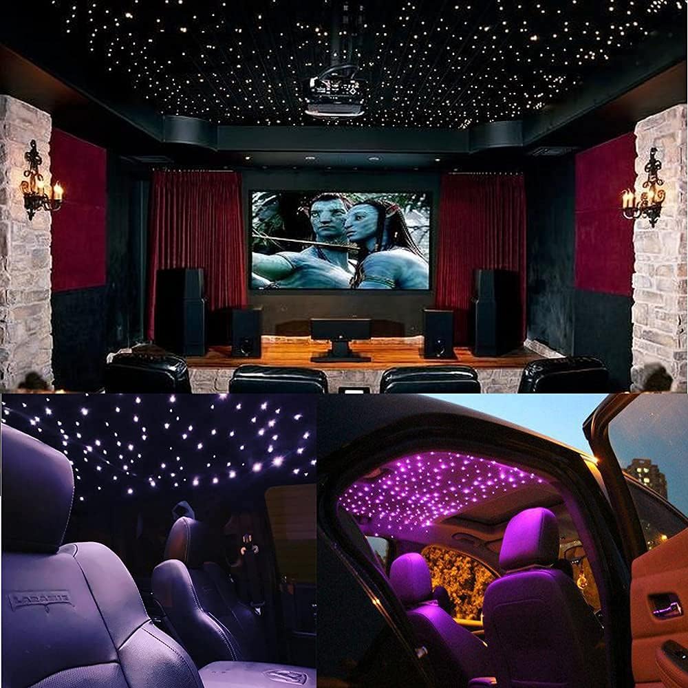 32W Dual Head Fiber Optic Lights Kit with 2000pcs 16.4ft Optical Fiber Cable and 28key Remote E382315