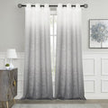 Ombre Gray Semi Sheer Grommet Window Curtain Panel, Cream White to Gray, 40"x84"x2 X429