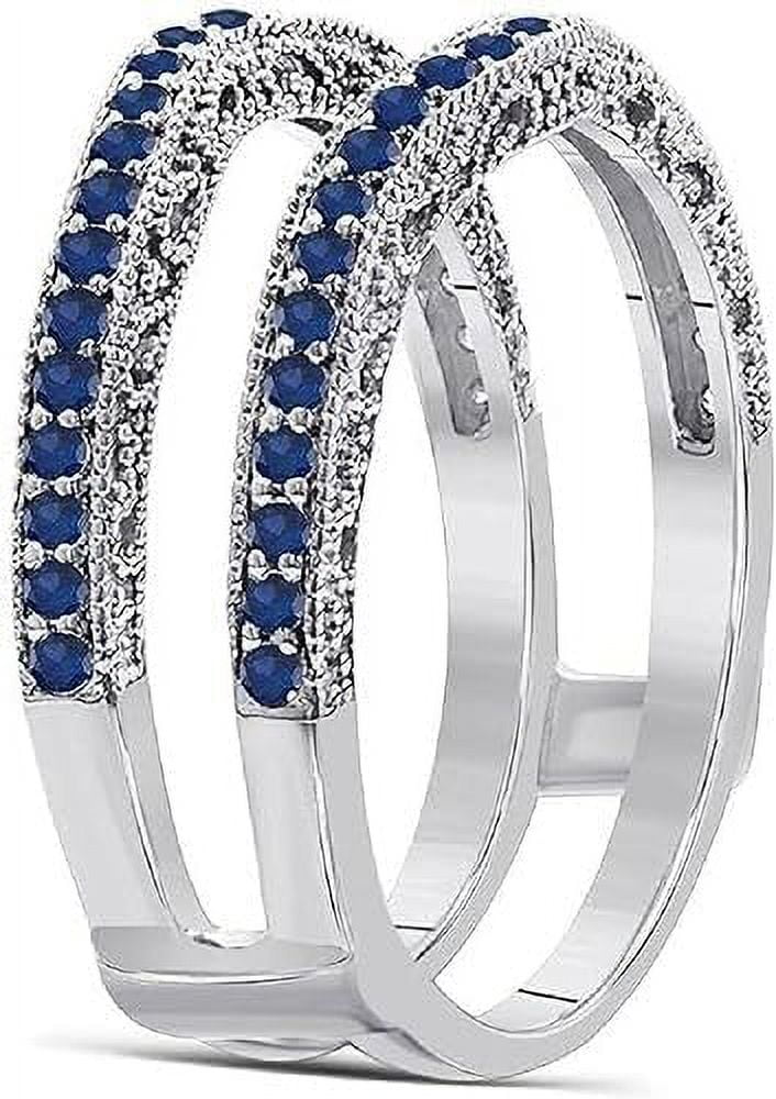 925 Sterling Silver Blue Sapphire Ring U2523