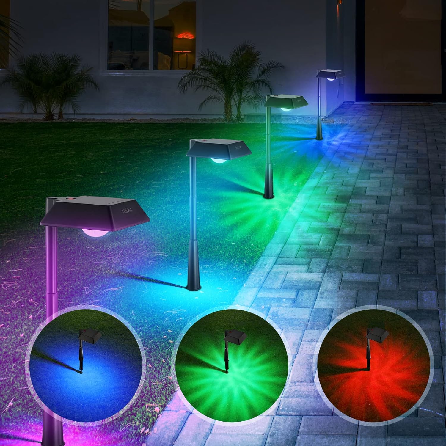 8 Pack 200 Lumen Solar Pathway LED Lights, Warm White, IP65 Waterproof Adjustable Stake Lights N608