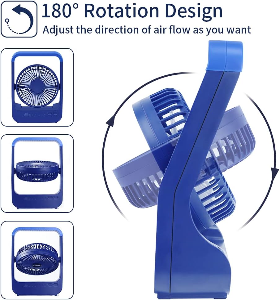 20000mAh Portable USB Desk Fan, 3 Speeds, 350° Rotation, Pack of 2 T737046