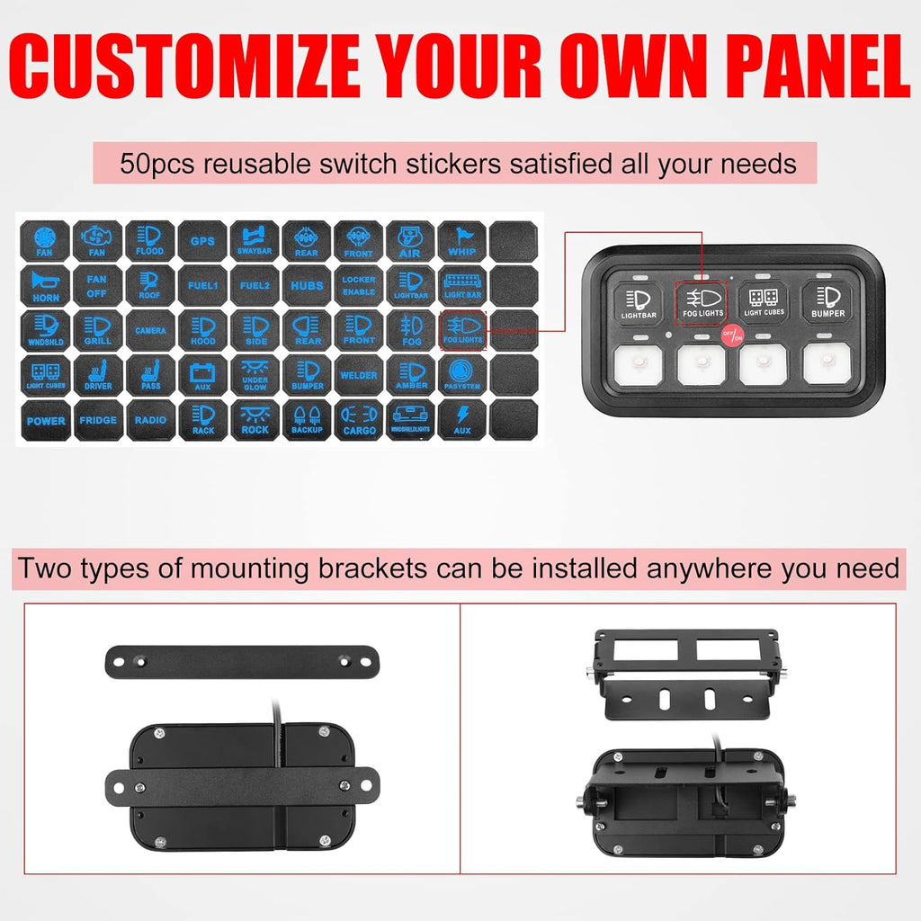 8 Gang Touch Switch Panel with LED Label Stickers J77387