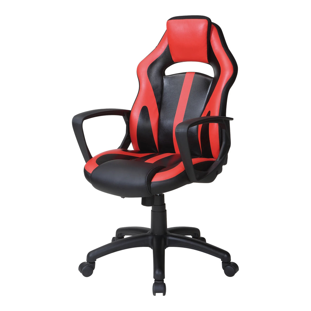 Black Faux Leather Gaming Chair with Red Accents S9805