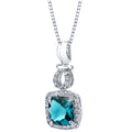 18" London Blue Topaz and White Topaz Pendant in 14K White Gold C15714