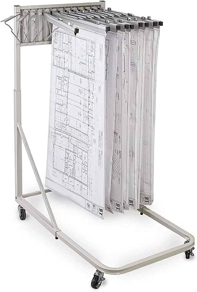 White Vertical Poster Display Rack and Plans Holder File Organizer Stand V693