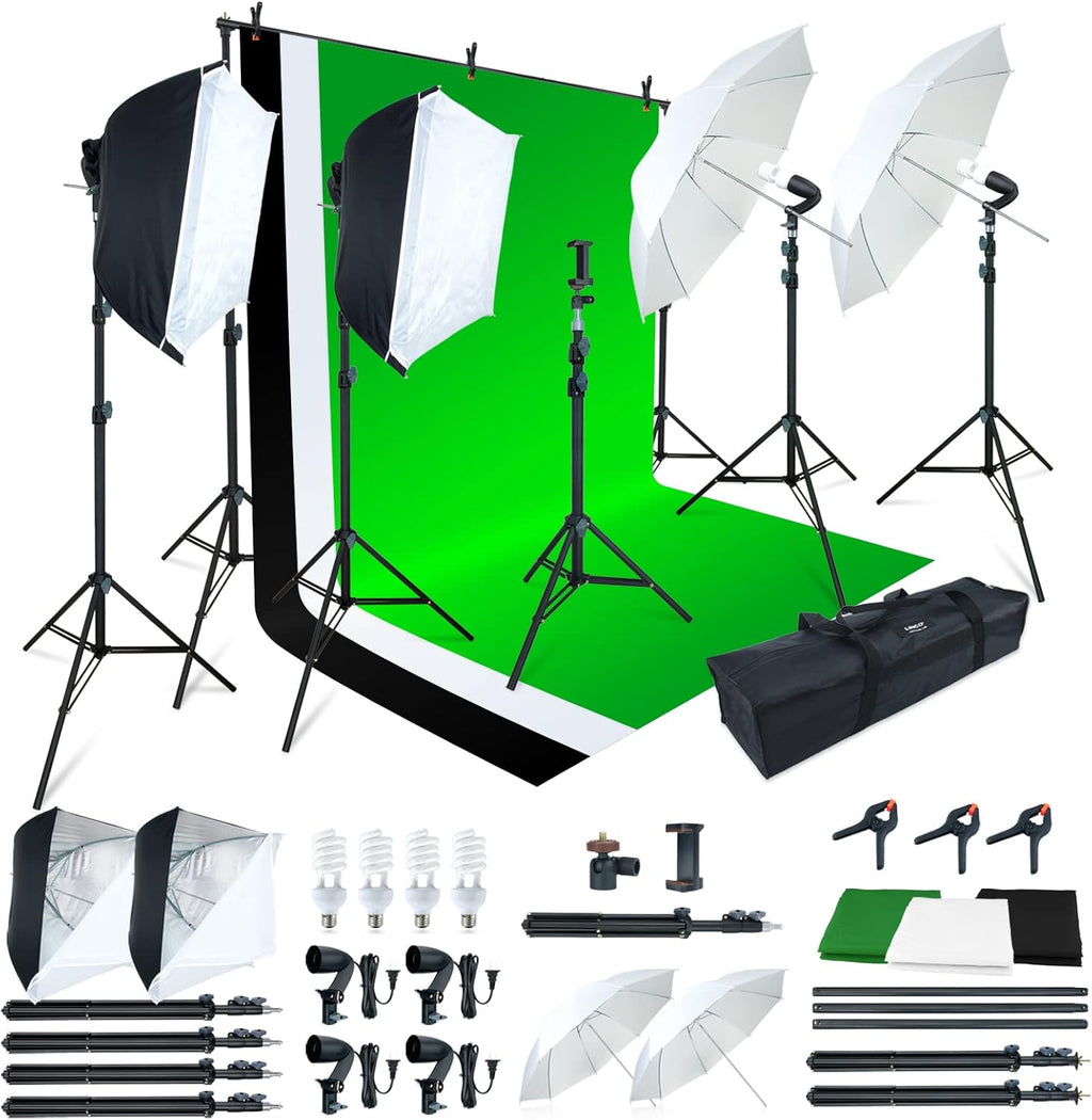 Photo Video Studio Light Kit with 3 Color Backdrops F528303