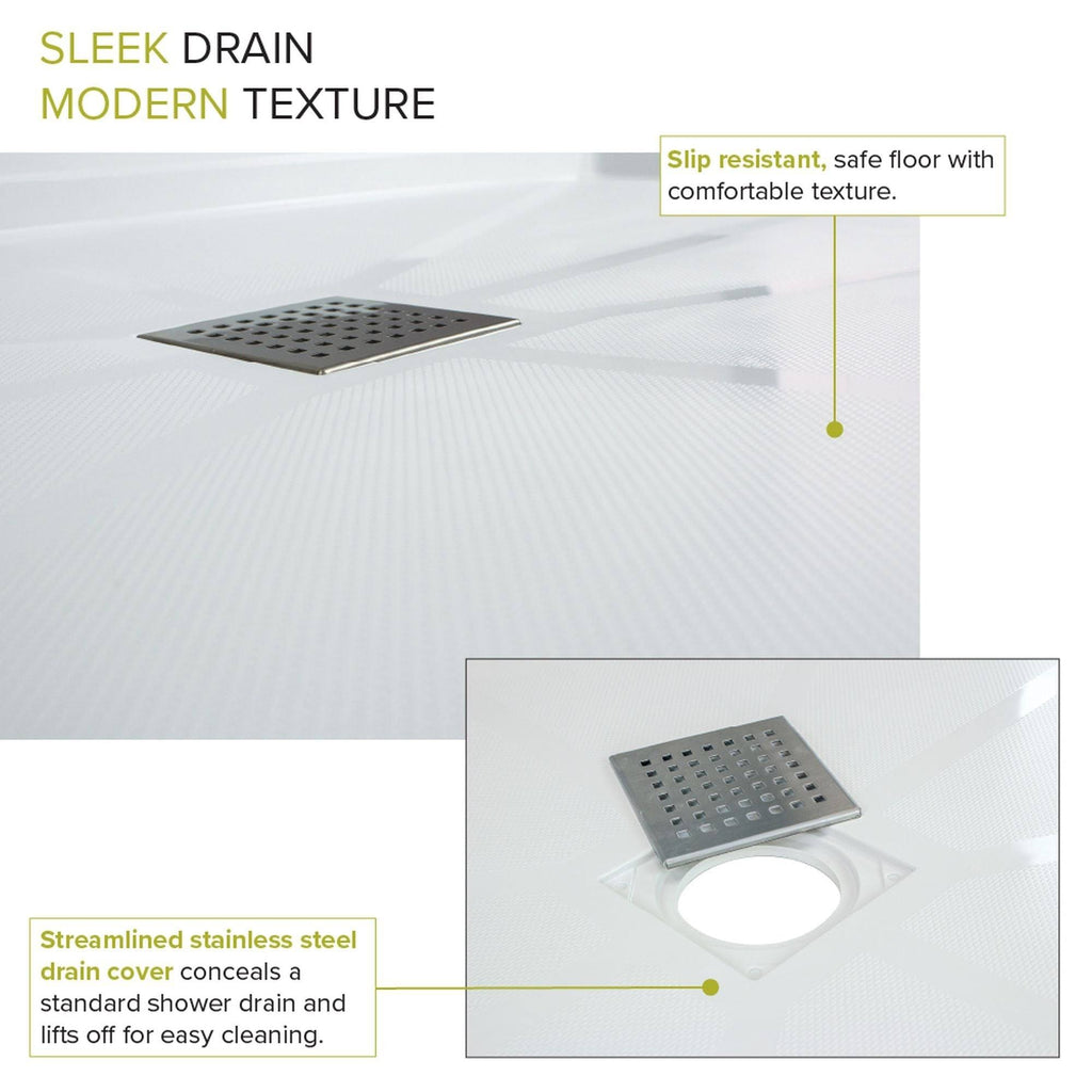 Cameo Single Threshold Shower Base with Center Drain B7129