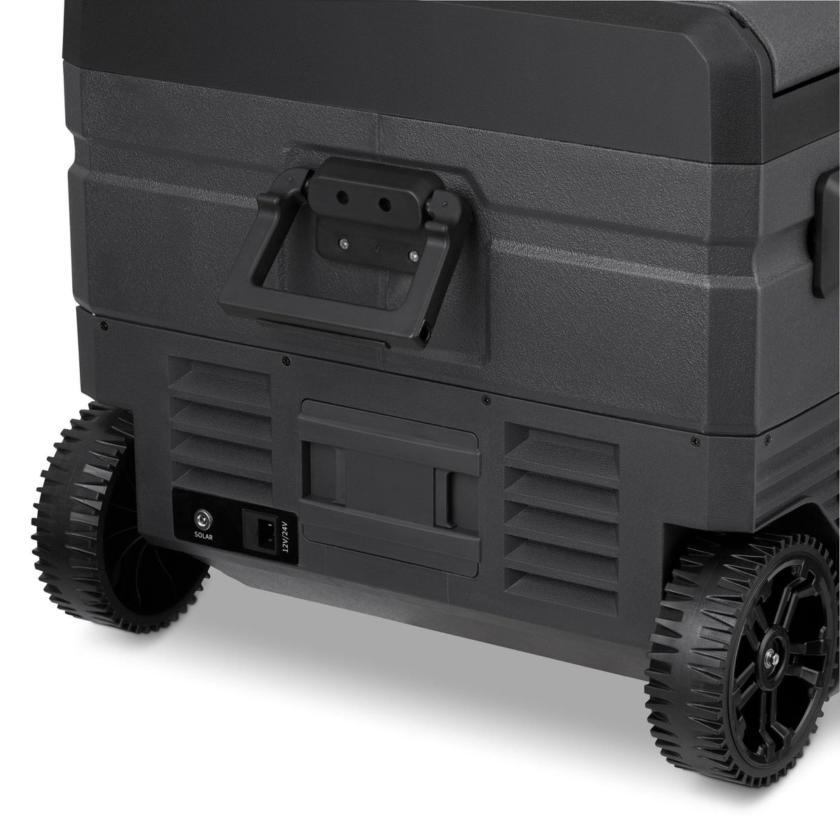 Portable 80 qt. Electric Car Camping Cooler with Dual Zone Fridge and Freezer Storage - Black F4201