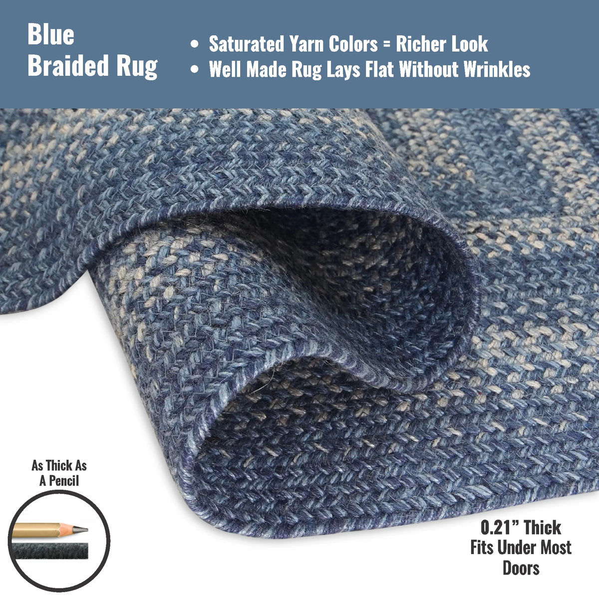 Blue 6x9' Oval Braided Rug G2234