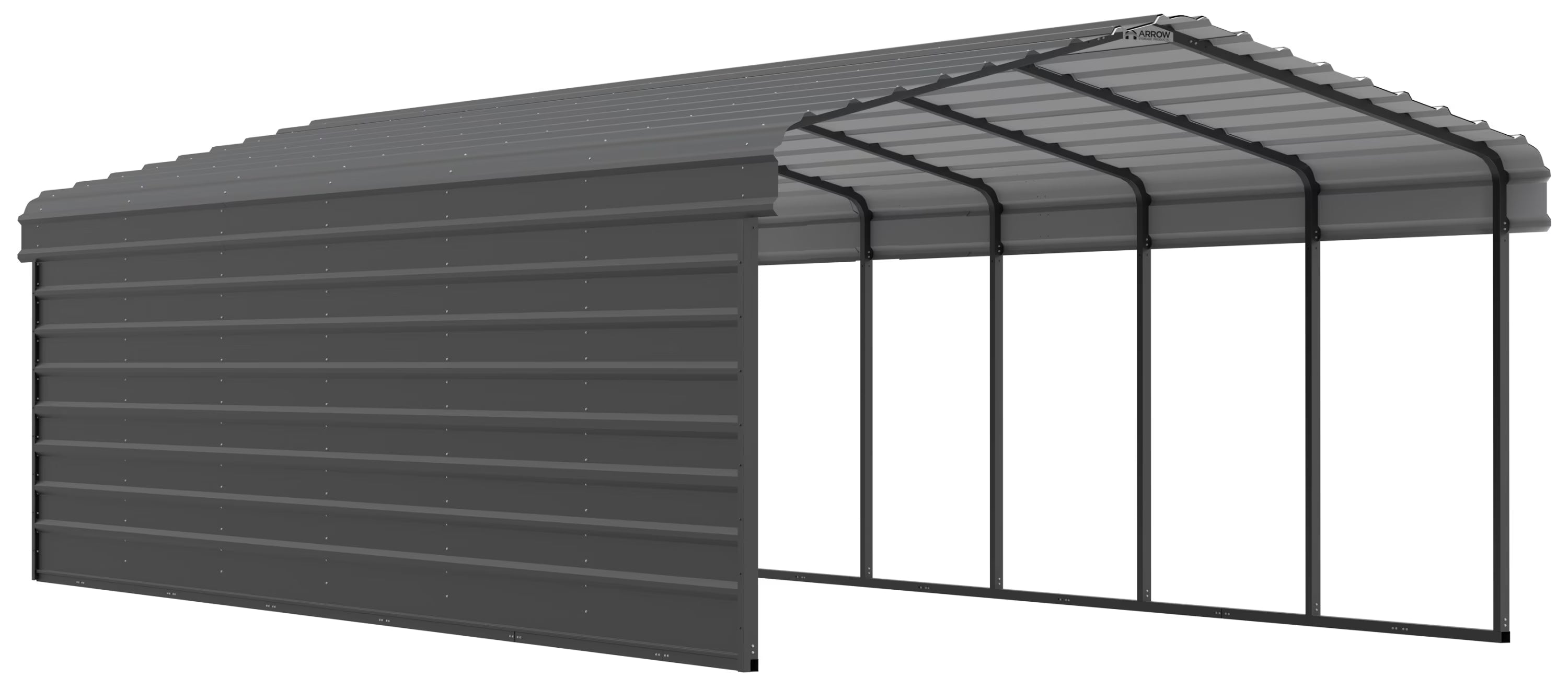 Galvanized Steel Carport Kit, 12' x 29' x 7', Charcoal T73659