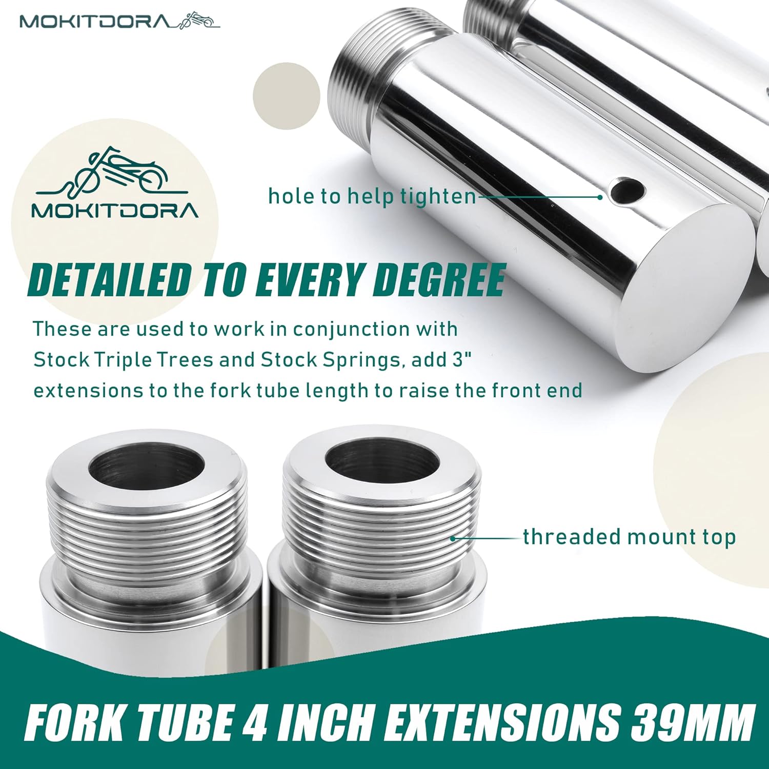 Fork Tube 4 inch Extensions 39mm Silver Pack of 2 Y5207