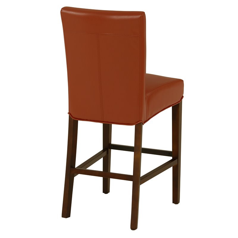 26" Bonded Leather Counter Stool in Orange - Set of 3 X938