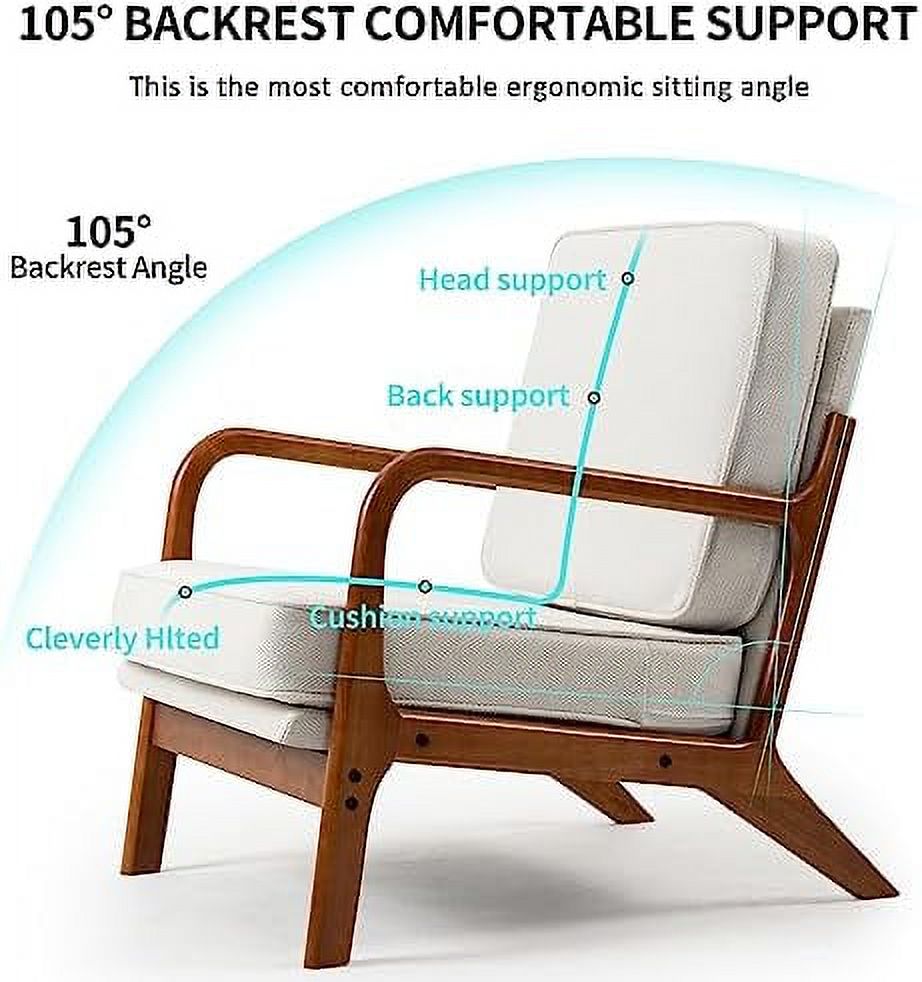 Black Linen Fabric Accent Armchair Set of 2 with Wooden Frame N895