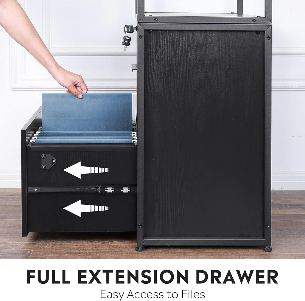 Black 2 Drawer Lateral File Cabinet with Lock W27363