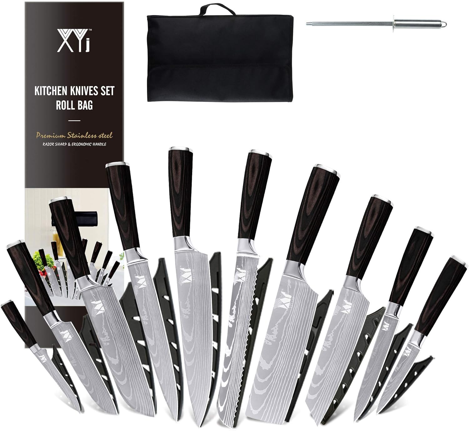 10 Piece Stainless Steel Kitchen Knife Set with Carry Case Bag B28157