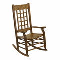 Brown Lattice Back Wood Patio Rocking Chair J183
