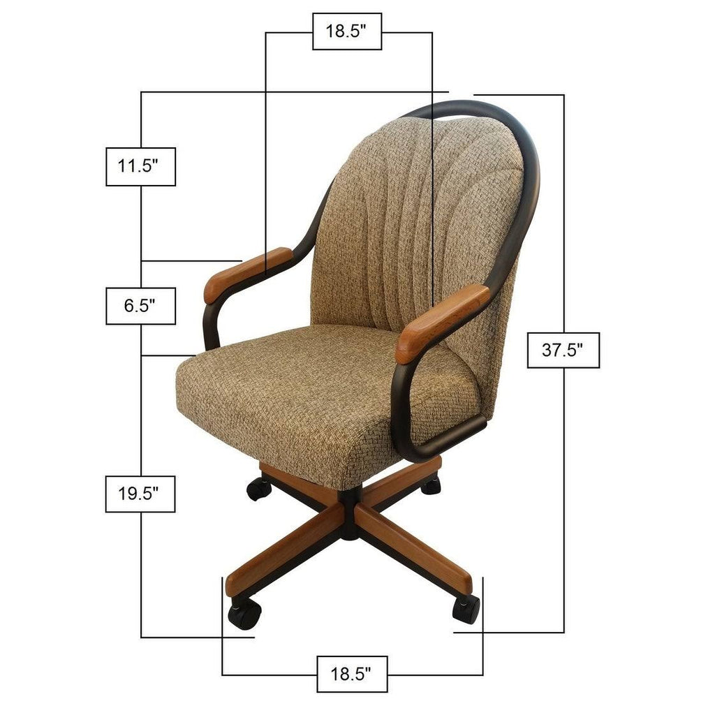 Swivel Tilt Caster Arm Chair in Wheat Tweed Fabric I905815