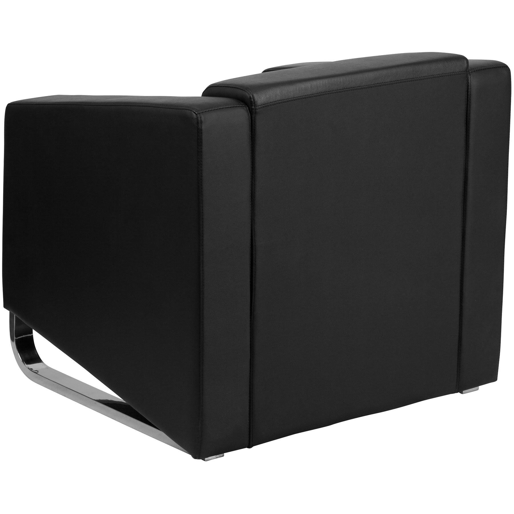 Black Leather Chair with Stainless Steel Frame I22831