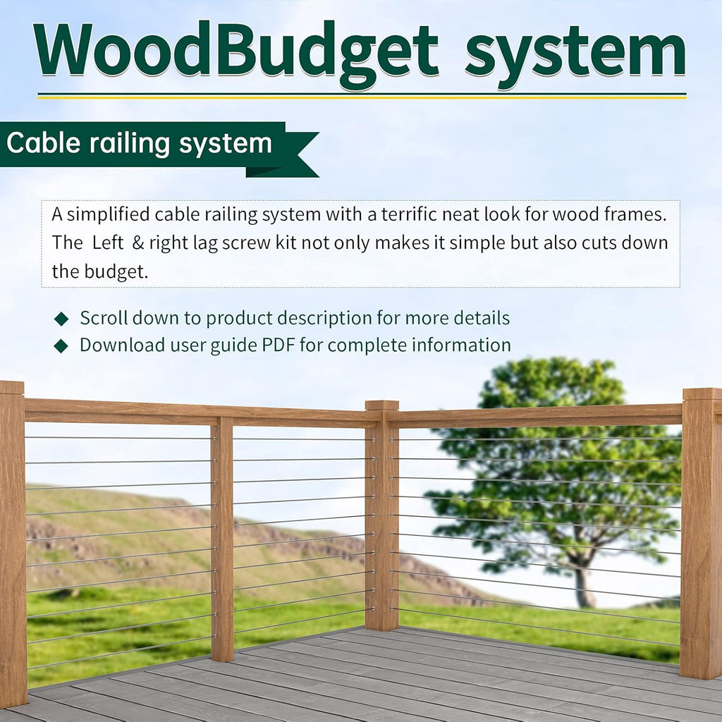 Black Cable Railing Kit 1/8 Sleeves Washer Insert Plug for Wire Rope Metal Posts T316 Stainless Steel Deck Balcony S469