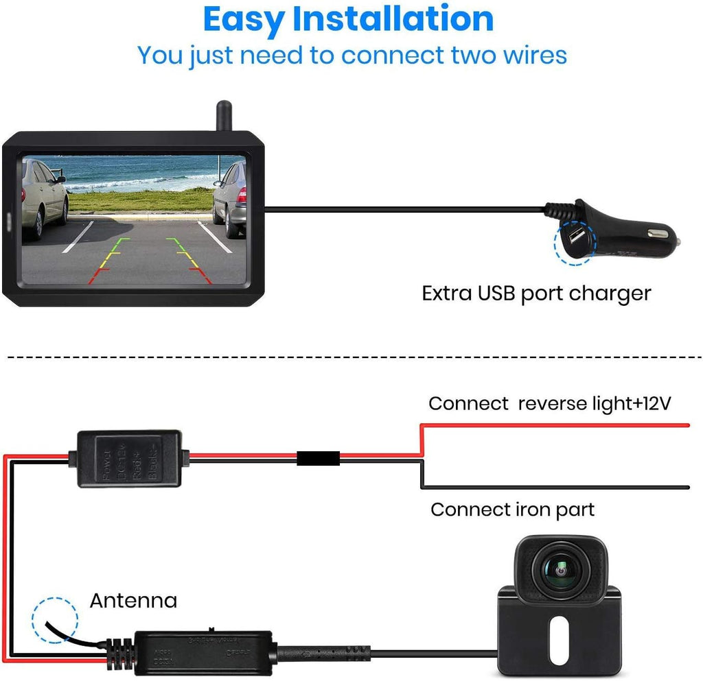 720P Digital Wireless Backup Camera with 2 Cameras and 5 TFT Monitor M2540