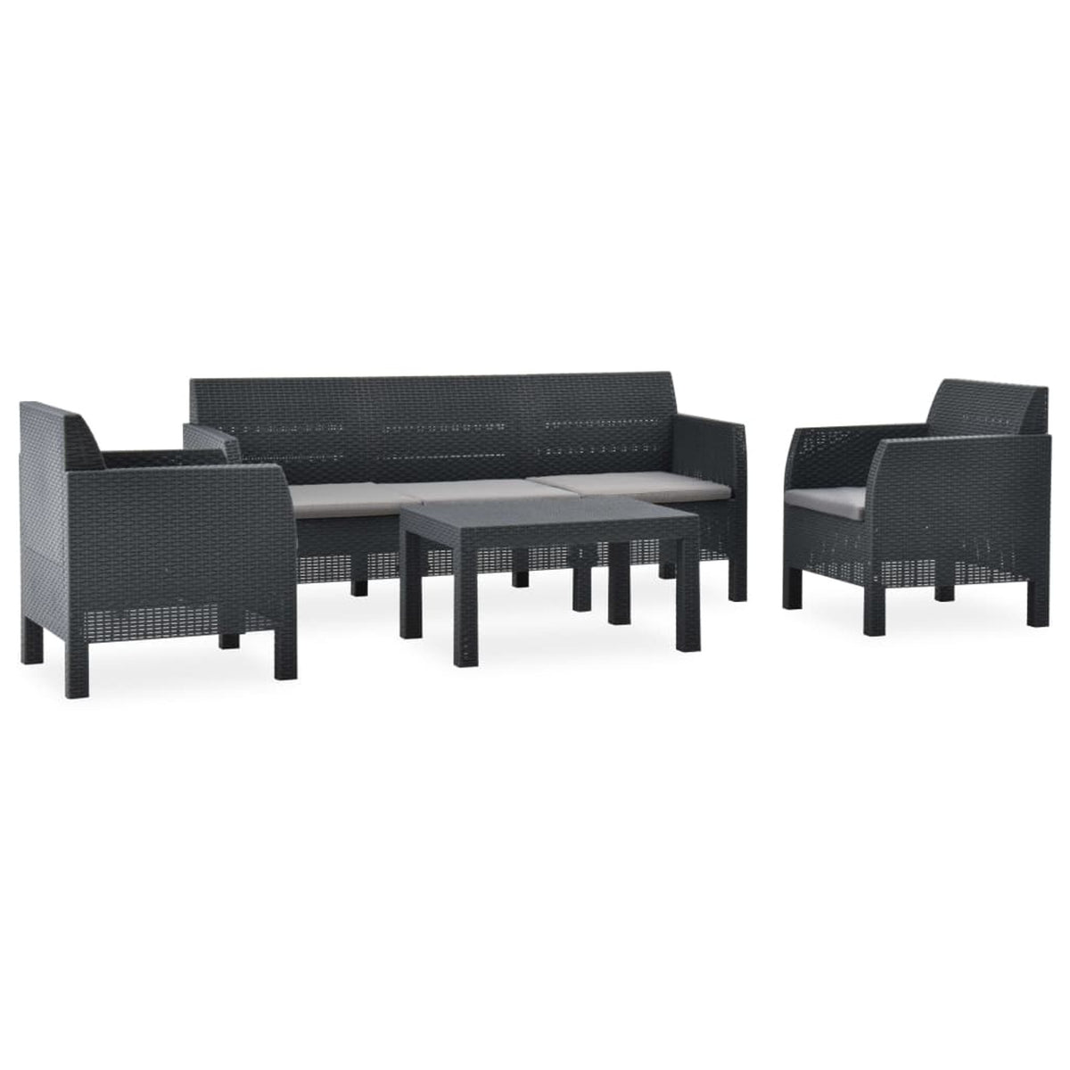 4 Piece Polypropylene Patio Lounge Set with Cushion D901