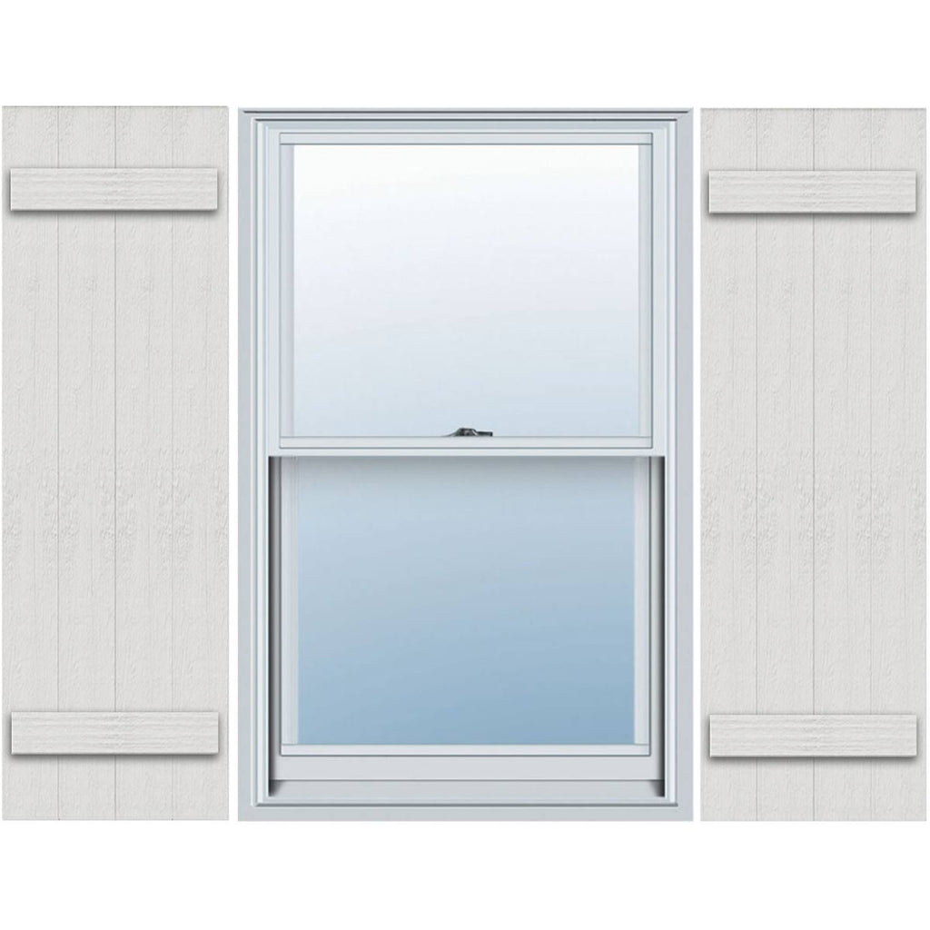 Rustic Four Board Joined Board-n-Batten Faux Wood Shutters (Per Pair) B992872