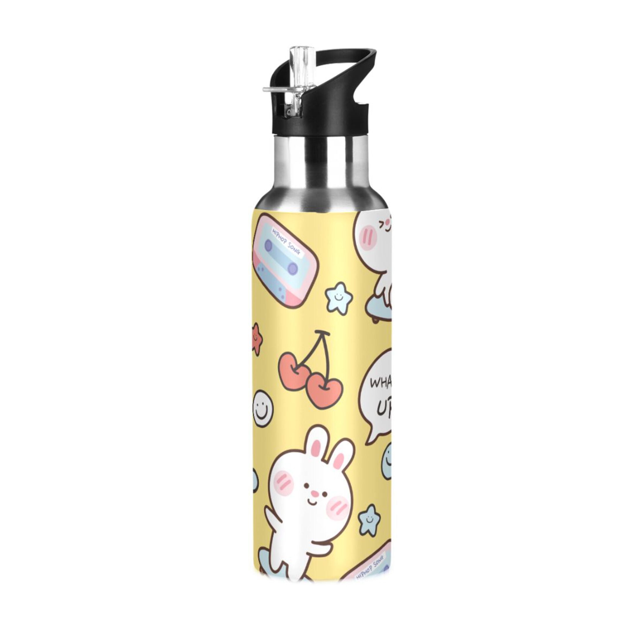 Stainless Steel Insulated Vacuum Flask Water Bottle with Straw Lid Y221536
