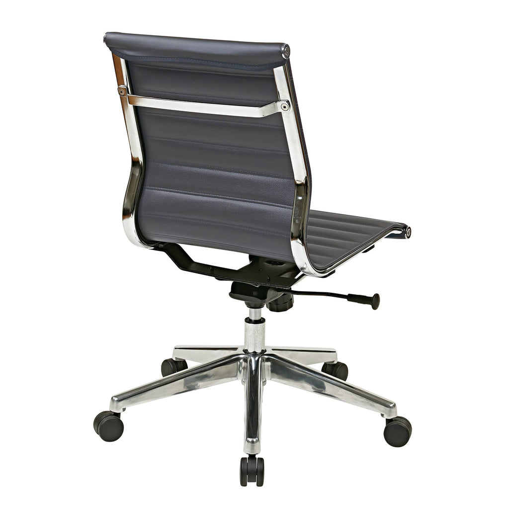 Grey Armless Mid Back Eco Leather Chair O77844