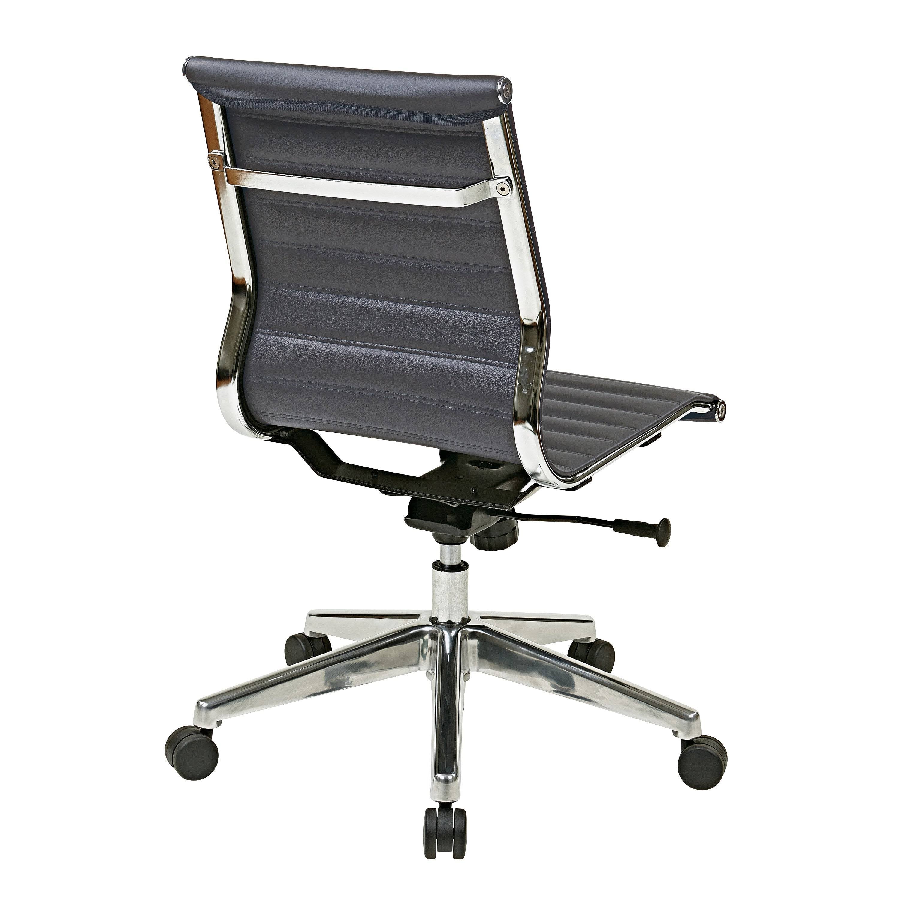 Grey Armless Mid Back Eco Leather Chair O77844
