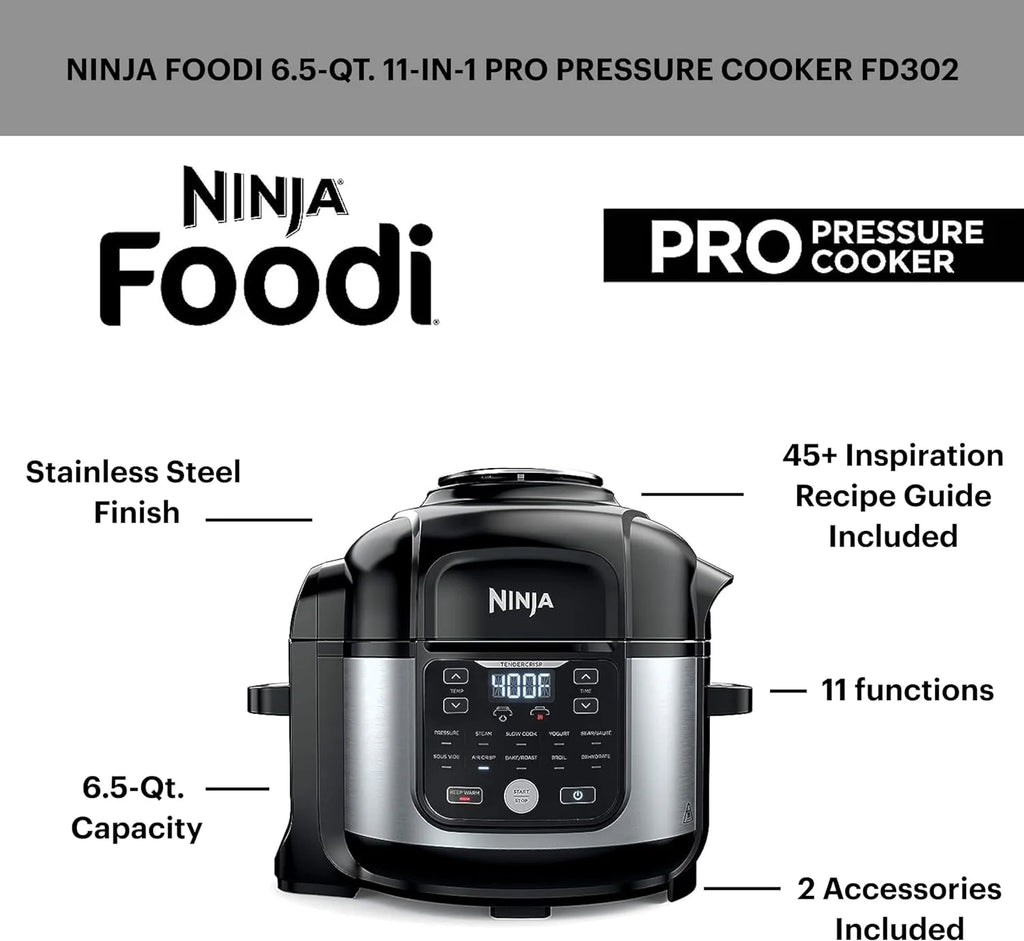 6.5 qt 11-in-1 Pro Pressure Cooker Air Fryer with Stainless Finish T85364