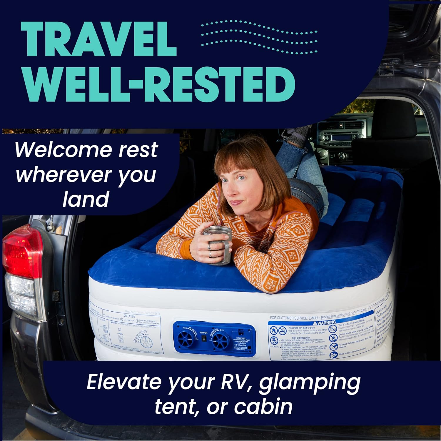 Luxury 13 Inflatable Twin Air Mattress with Built-in Dual Pump A556173