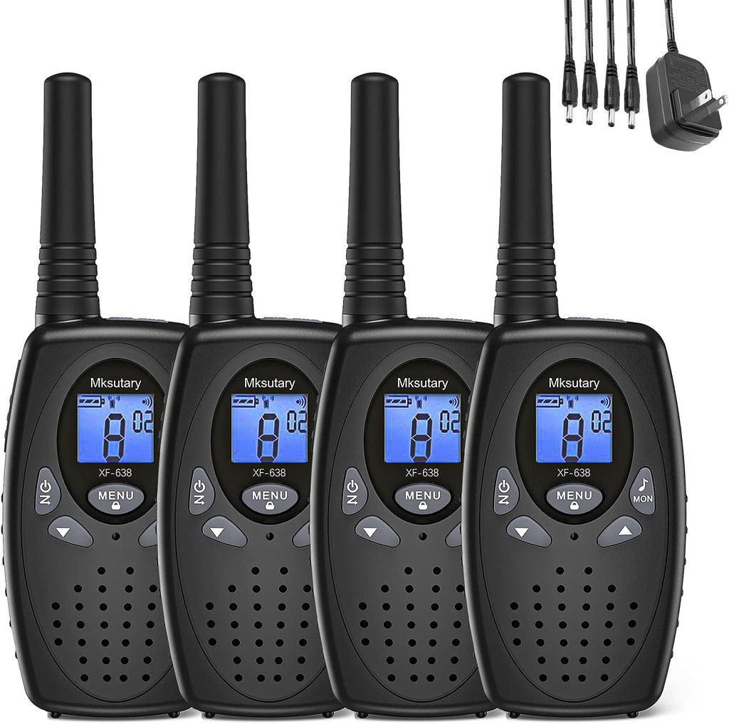 4 Pack Kids Rechargeable Walkie Talkies 22 CH 3 Miles 2 Way Radios Z94571