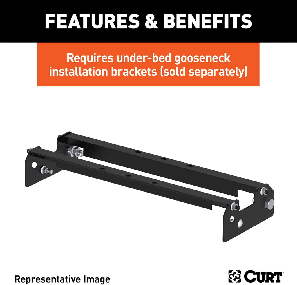Over-Bed Fixed Ball Gooseneck Hitch, 30,000 lbs, 2-5/16-Inch, Black M3495