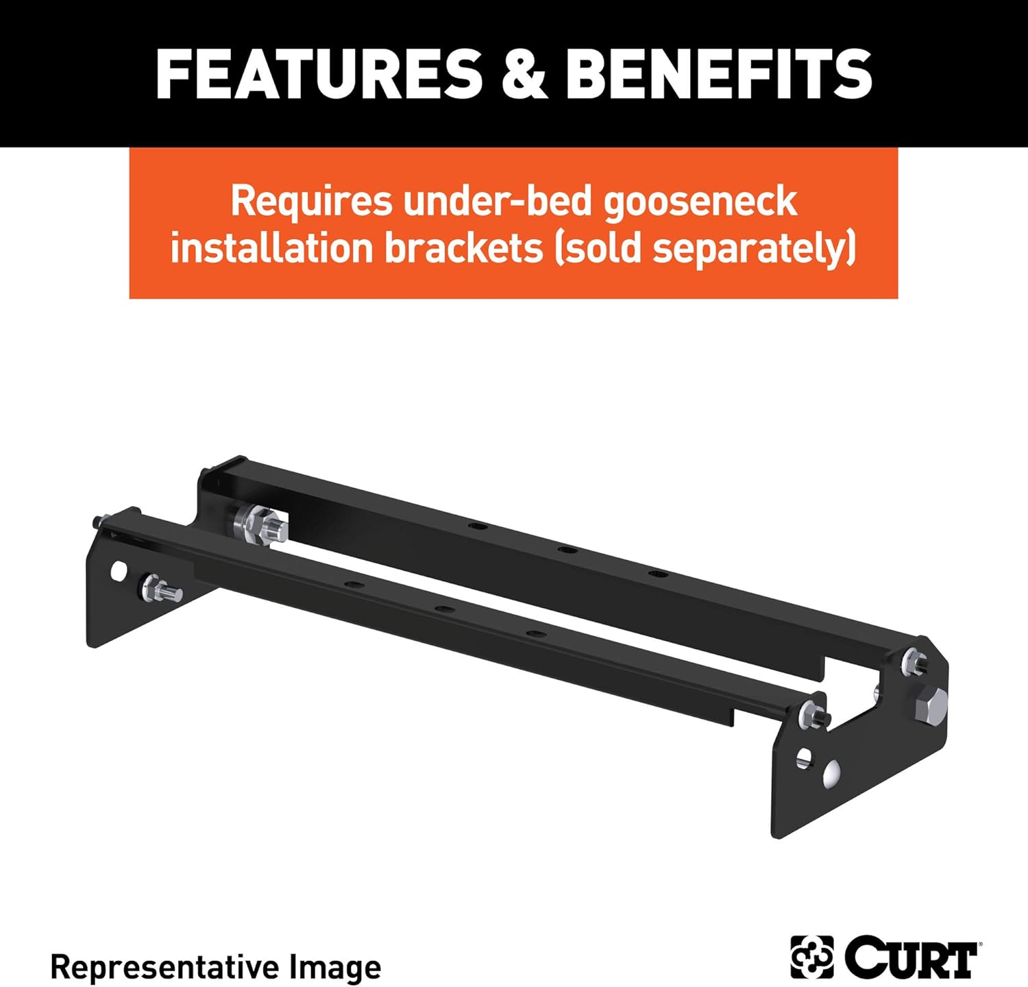Over-Bed Fixed Ball Gooseneck Hitch, 30,000 lbs, 2-5/16-Inch, Black M3495