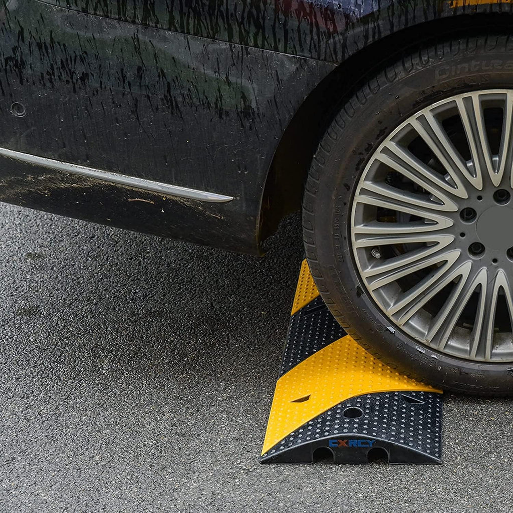 Rubber Speed Bumps 1 Pack 2-Channel Modular Heavy Duty Cable Protector Ramp with 3 Bolts ( 39.4 x 12 W x 2.4 H) S44478
