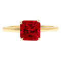 2.0ct Asscher Cut Red Natural Garnet 18k Yellow Gold Solitaire Ring Size 3.5 B9680