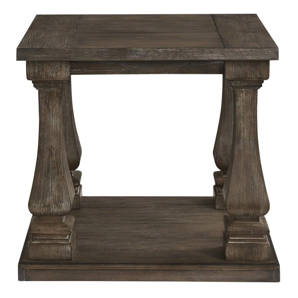 White and Brown End Table with Open Shelf H9804