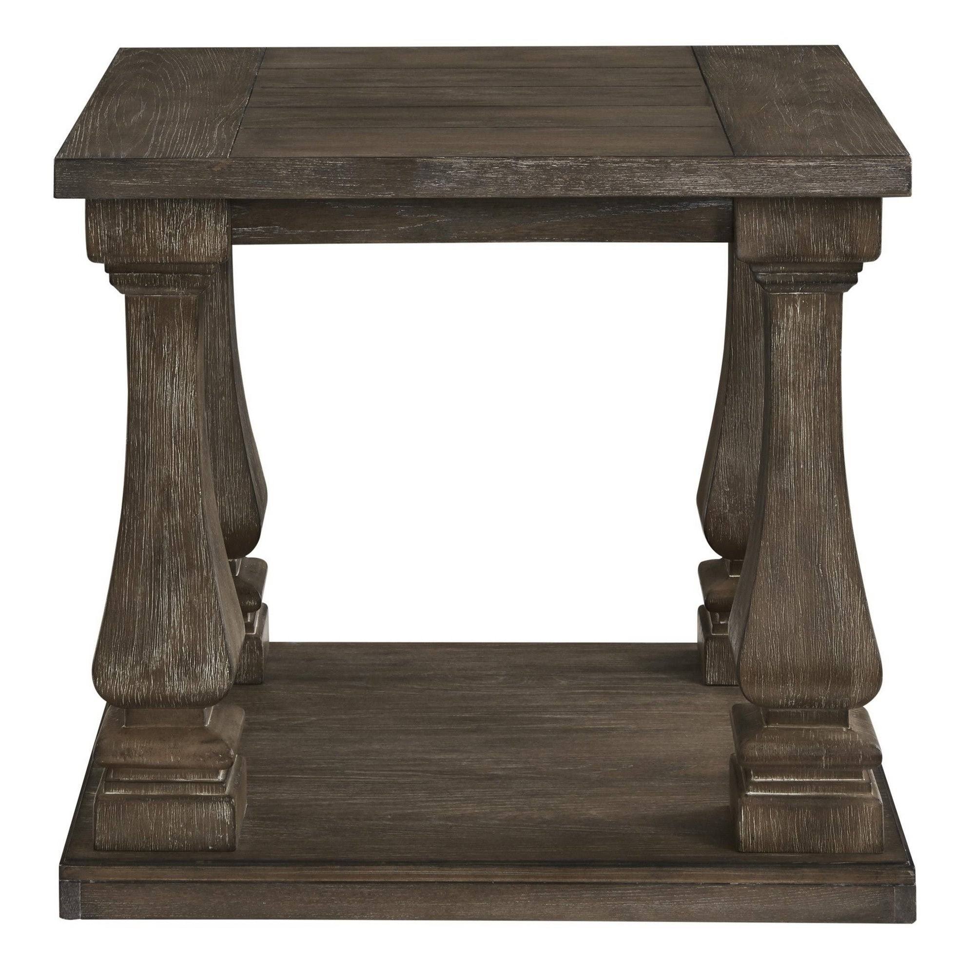 White and Brown End Table with Open Shelf H9804
