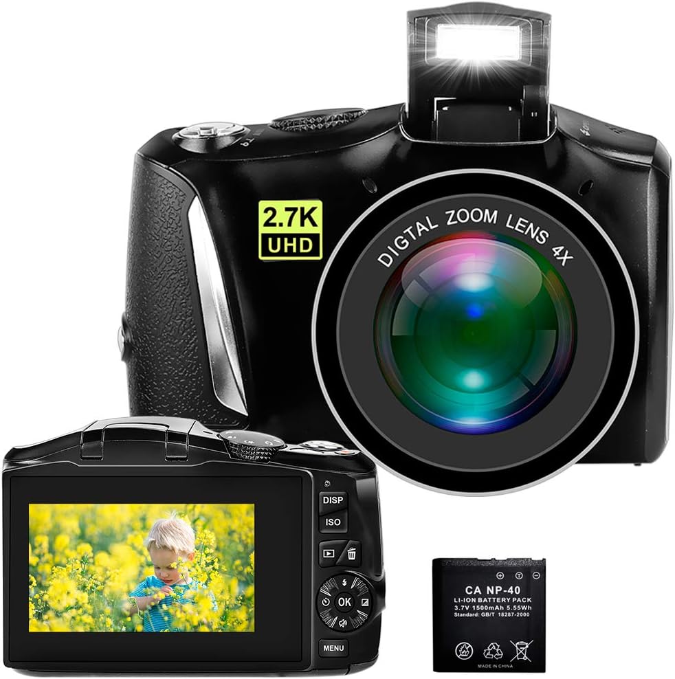 4K 48MP Digital Camera with Webcam, 16X Digital Zoom, Pack of 2 Z73649