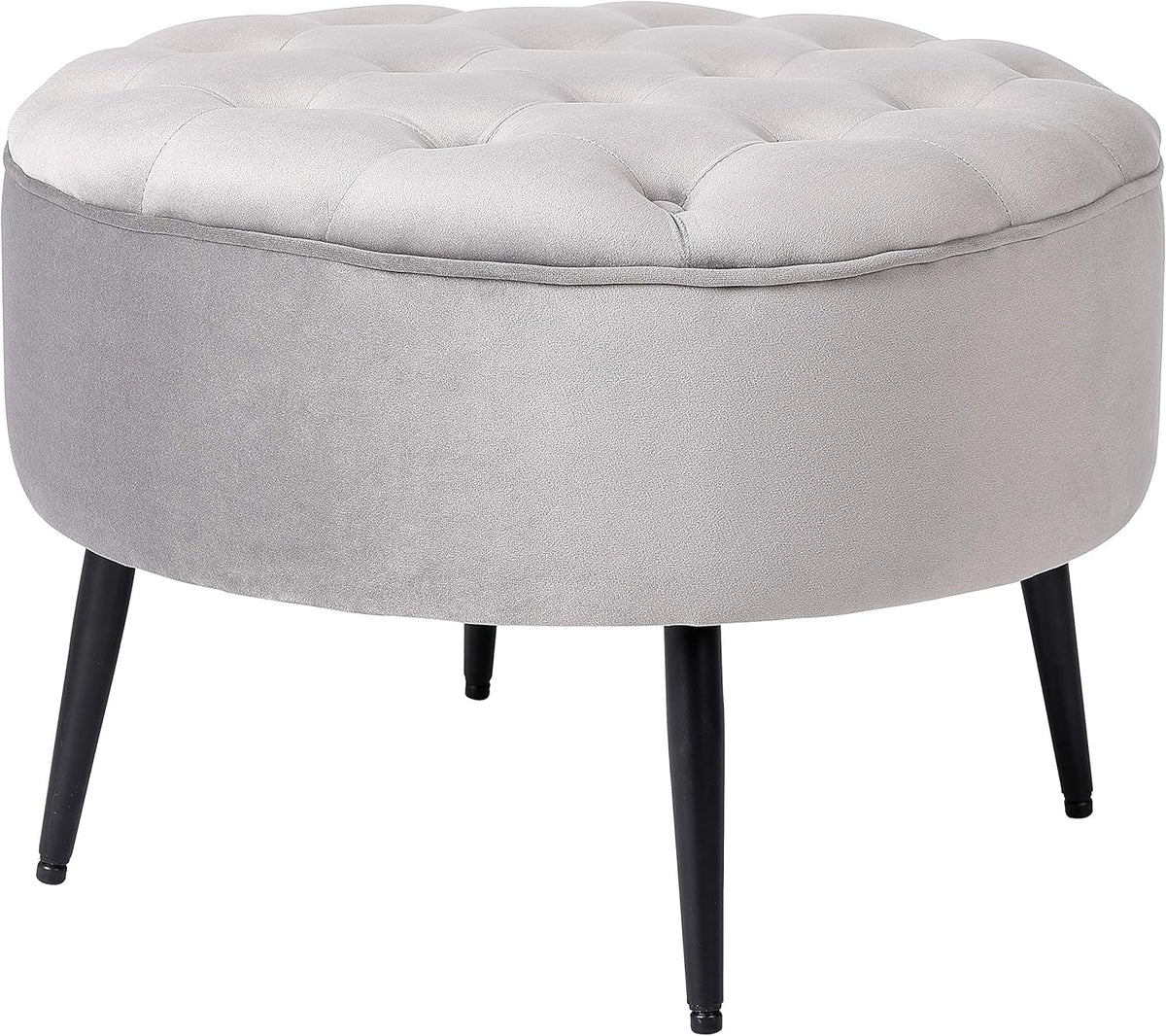 Grey Velvet Ottoman Foot Stool with Steel Legs D60369