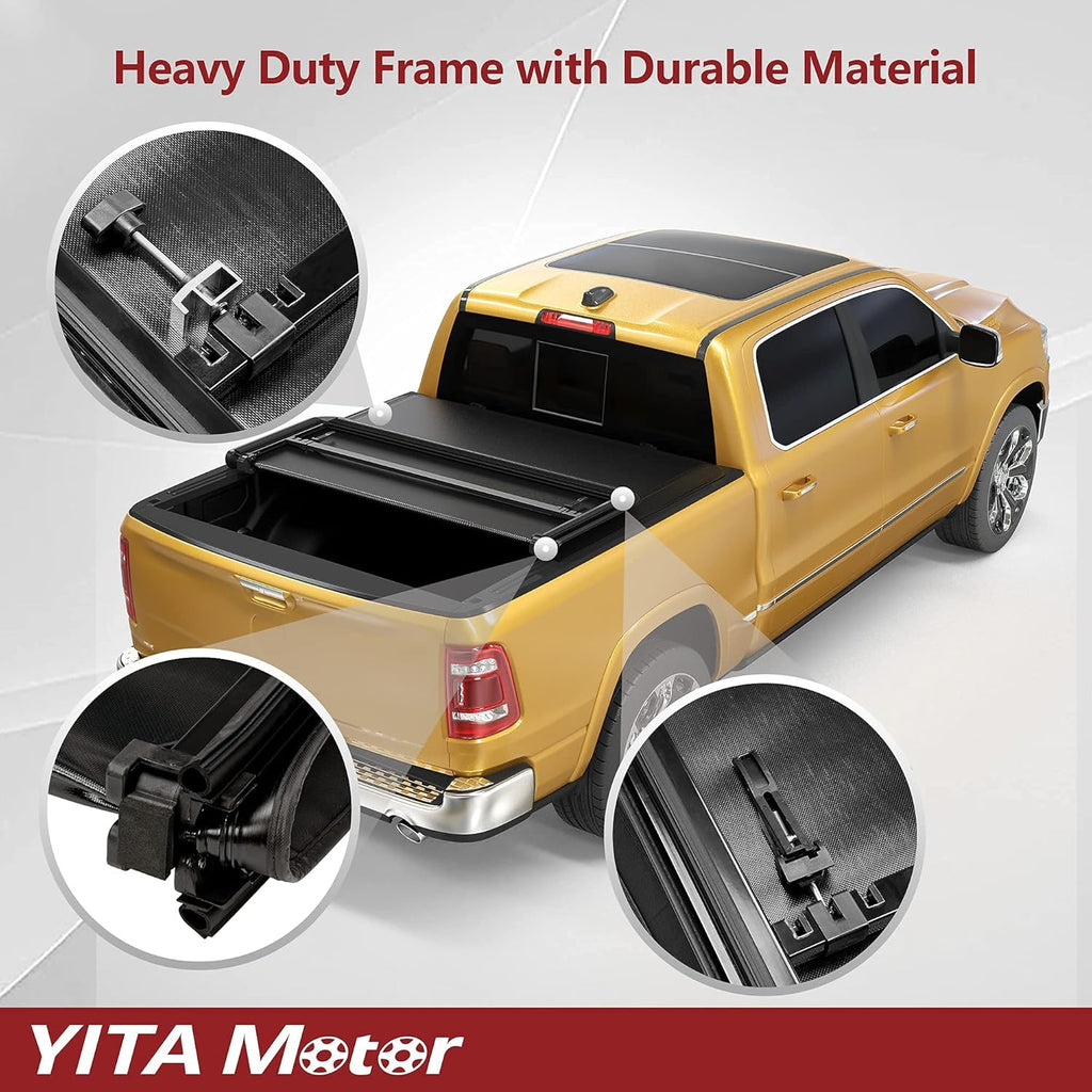 Soft Tri-fold Truck Bed Tonneau Cover for 2019-2022 Chevy Silverado/GMC Sierra 1500, 6.6 ft Bed P855