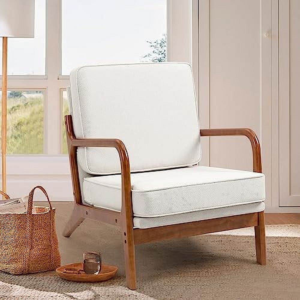 Black Linen Fabric Accent Armchair Set of 2 with Wooden Frame N895
