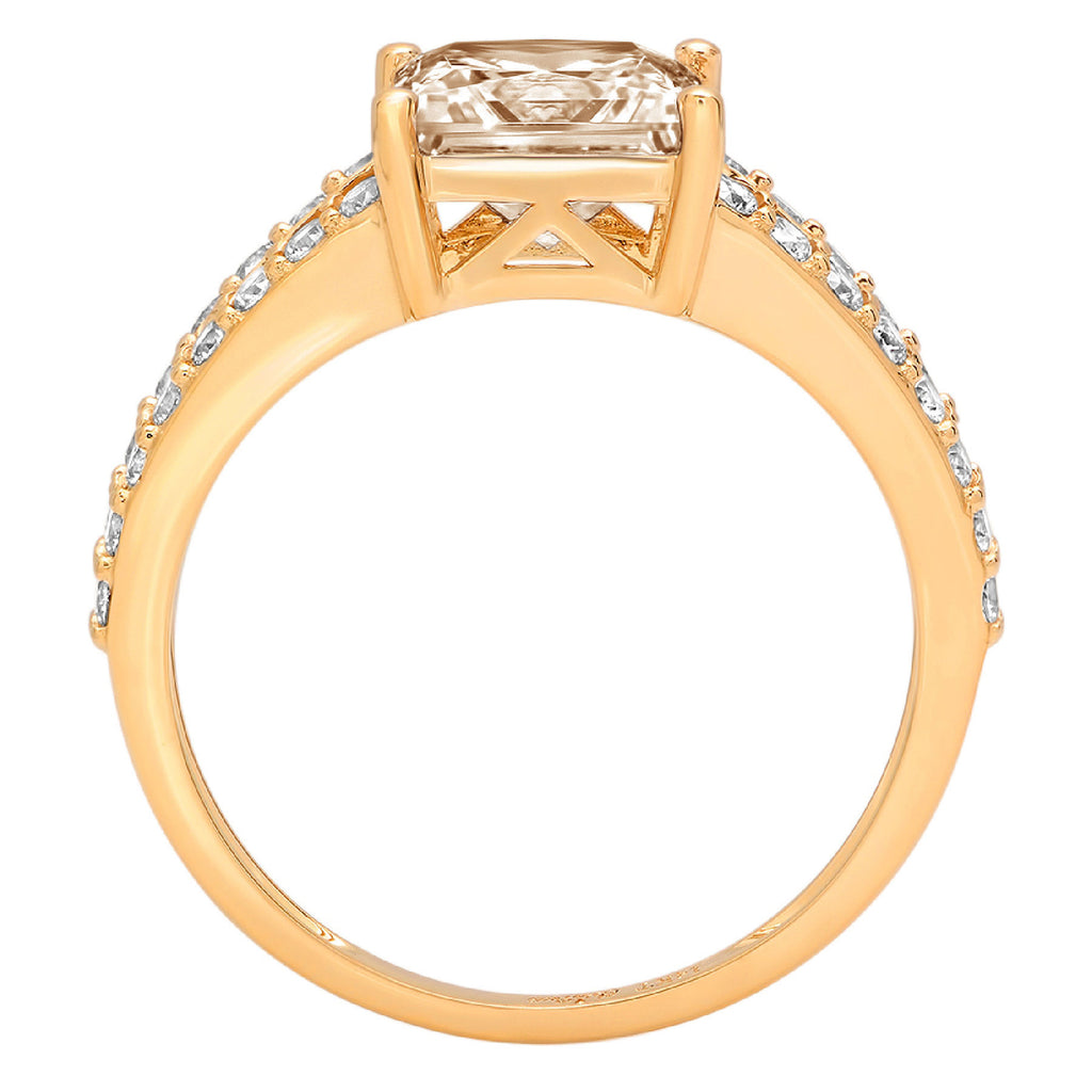 18k Yellow Gold Champagne Simulated Diamond Ring Size 3.75 T554562