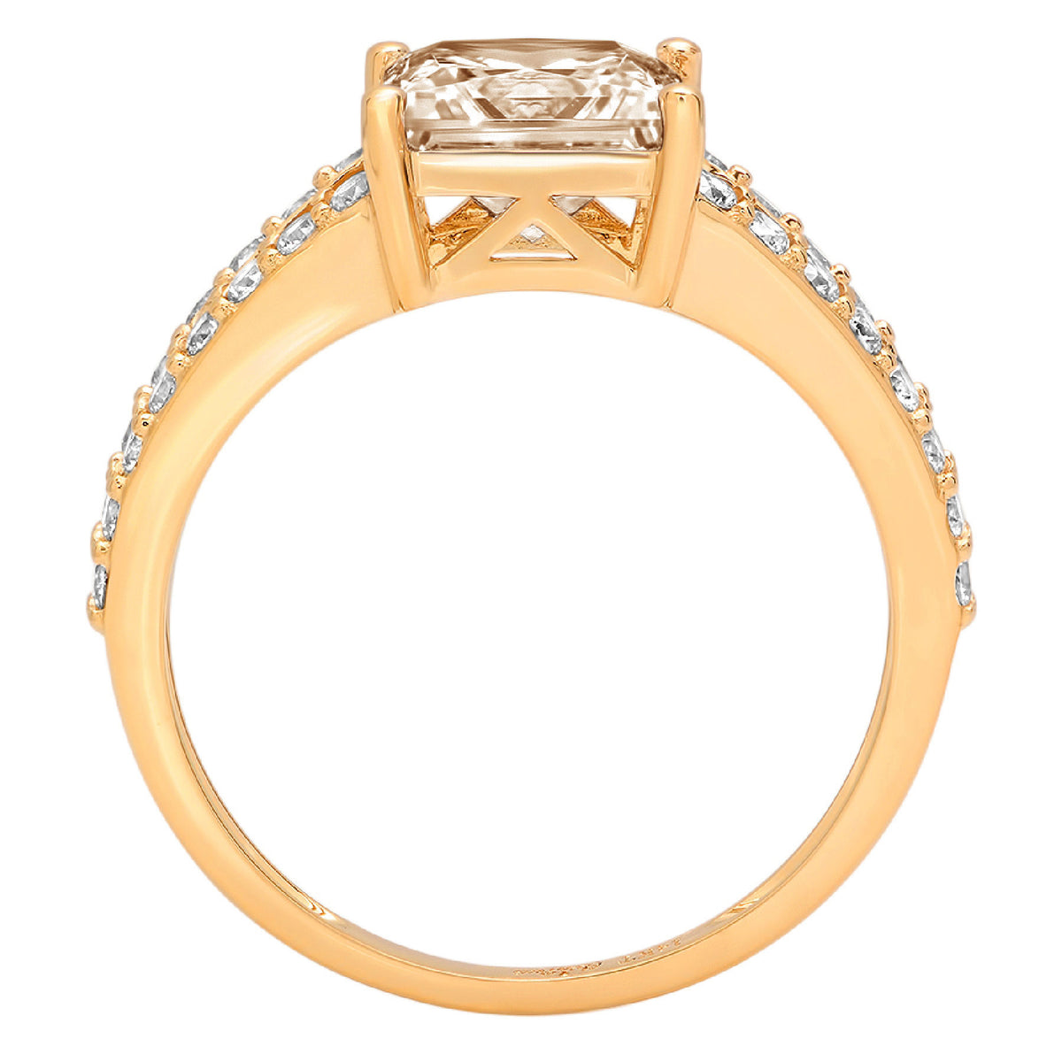 18k Yellow Gold Champagne Simulated Diamond Ring Size 3.75 T554562
