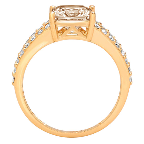 18k Yellow Gold Champagne Simulated Diamond Ring Size 3.75 T554562