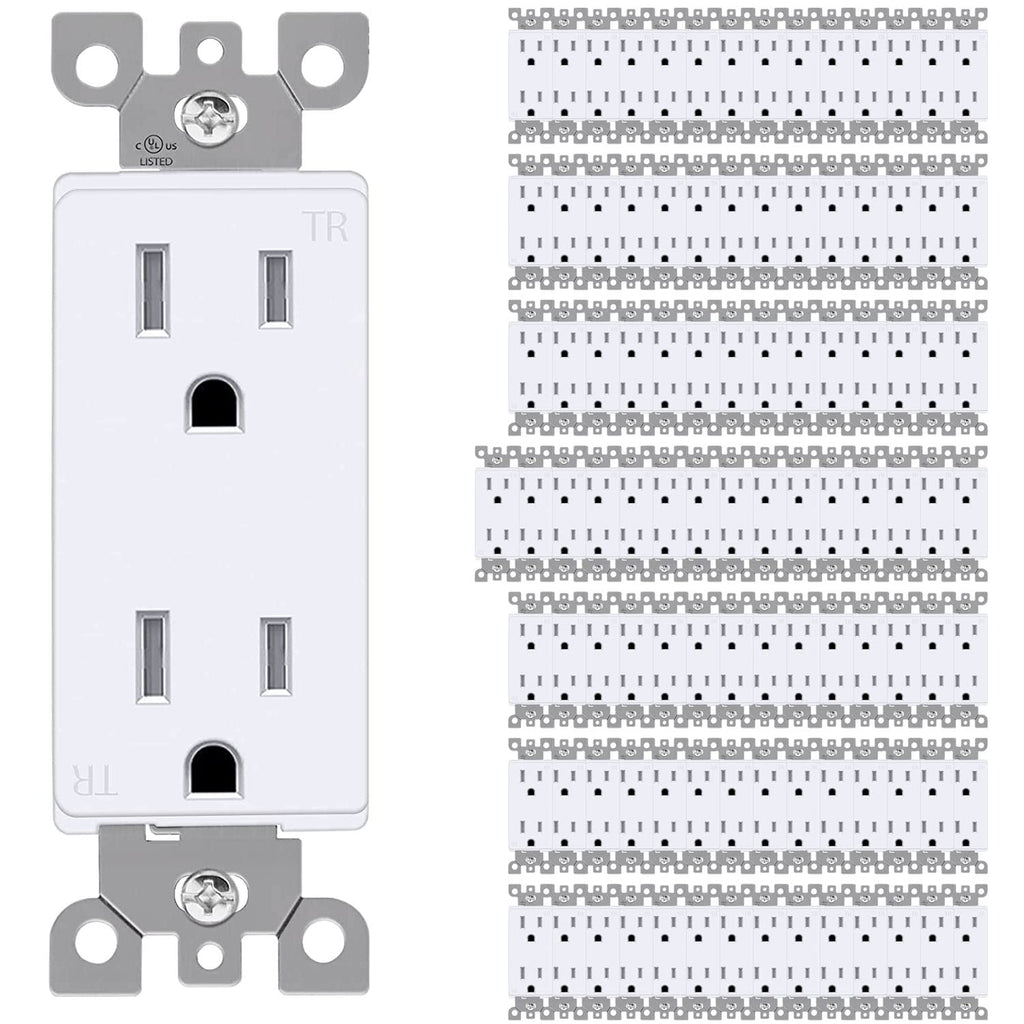 Pack of 100 White Tamper-Resistant Electrical Outlets, 15A / 125VAC / 2500W B660