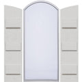 Rustic Faux Wood Shutters with Elliptical Arch Top L337869