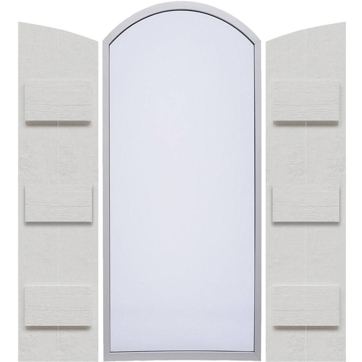 Rustic Faux Wood Shutters with Elliptical Arch Top L337869