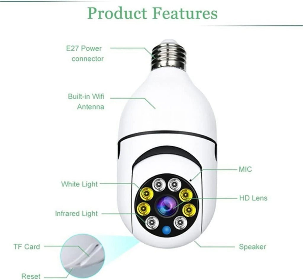2 Pack 1080p 360 Light Bulb Security Camera E24458